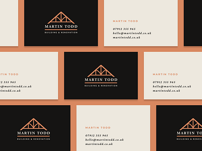 Business Card Concept • Martin Todd Building Services architect brand identity branding building business card client concept contractor graphic design logo orange print design