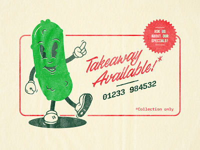 Takeaway Promo & Mascot brand identity branding character concept distressed fast food food mascot pickle real restaurant vector