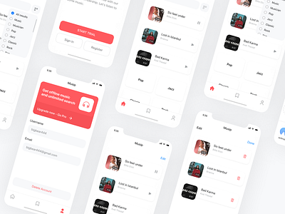 Musip Application app application design light listen to music minimal music musip product ui ux web white