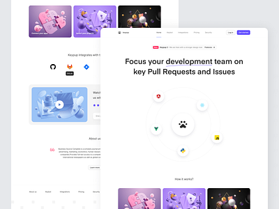 Keypup landing page 3d app application branding design development illustrations illustrative light minimal purple typography ui ux web white