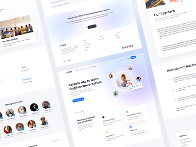 English learning platform about us branding course design english home page learning methodology minimal platform product schedule trending ui ux web