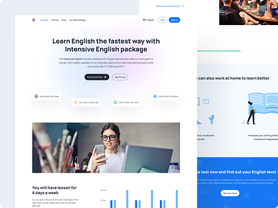 English Course colorful style course package courses design intensive english landing page typography ui ux web
