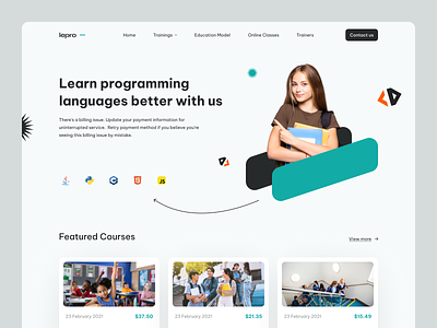 Lepro landing page branding course design e learning landing landing concept landing page learning new style page patterned design ui ux web