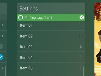 Printer UI Exploration button clean ui flat ui glyph icon ink interface list menu menu slider transparent ui ui video