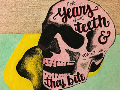 Skull drawing illustration lettering typography