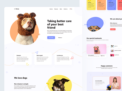 Blooop clean design dog dogs flat homepage minimal modern pets ui web design