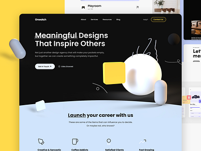 Onwatch Too 3d agency art branding clean design design agency figma flat graphic interface landing page minimal modern portfolio ui ux web web design website