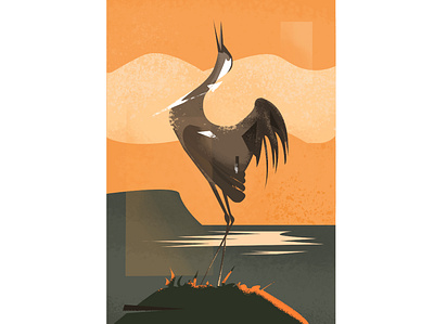 Crane art digital painting illustration illustrationart wacom