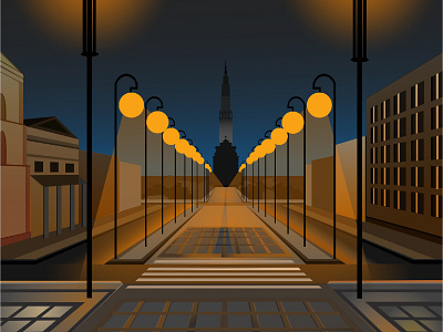 Avenue city częstochowa ilustracja night street