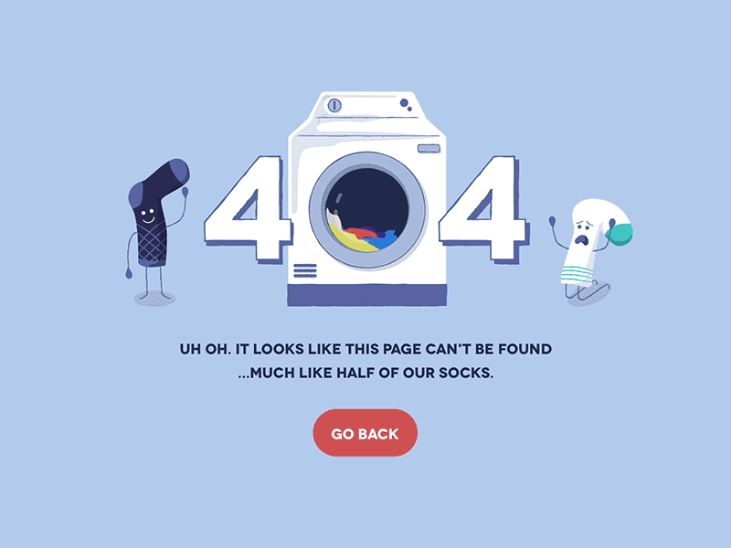 Daily UI Challenge - Day 8 404 daily ui error illustration laundry socks web