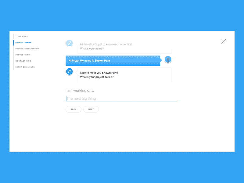 Chat-style Client Application Form