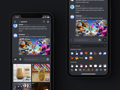 iOS Media & Emoji Picker app chat dark discord emoji ios media messaging mobile photo album product design ui ux