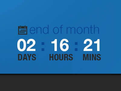 End of the month counter counter days minutes month numbers