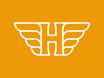 The Letter H badge elevate flight fly h henry logo orange soar waylon wings