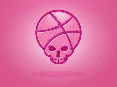 Thanks Dribbble basketball bones dribbble eyes head illustrator pink pretty skull sports teeth
