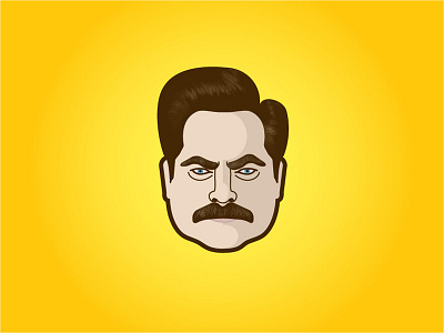 Ron Swanson eye brows hair head illustrator man manly masculine mustache parks and recreation ron ron swanson yellow