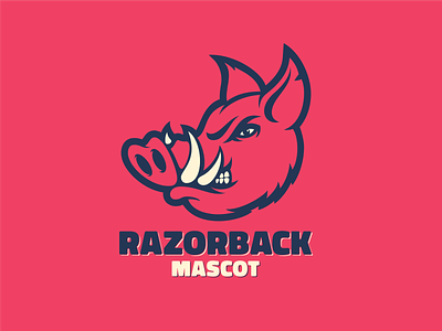 Razorback Mascot baseball basketball branding ears esports football hockey hog illustration illustrator logo mascot pig sports branding sports logo teeth tusk wildhog