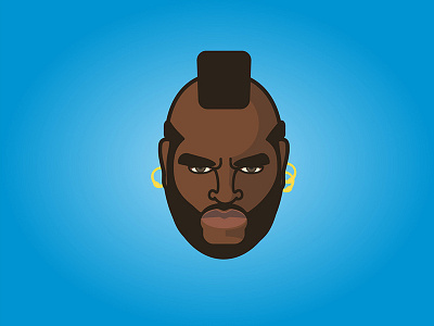 Mr T 80s a team beard blue earrings illustrator mr. t vector