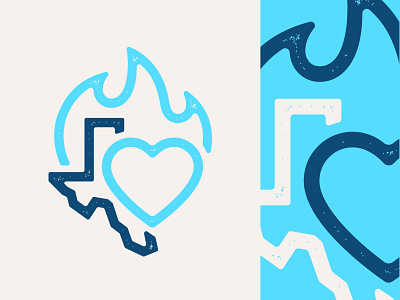 Texas Wildfires america badge badge design design fire heart hope icon illustration illustrator lockup logo logo design lonestar state loss love texas texture vector wildfire