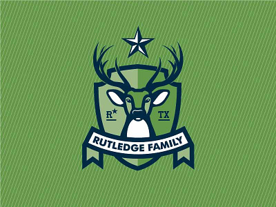 Rutledge Family Crest antlers banner coat of arms crest deer draplin family green horns rutledge stag star