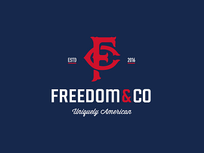 Freedom & Co america badge blue company freedom logo monogram patriotic red unique white