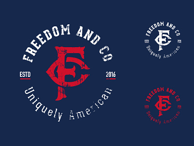 Freedom & Co T-shirt america american blue freedom monogram patriotic red t shirt white