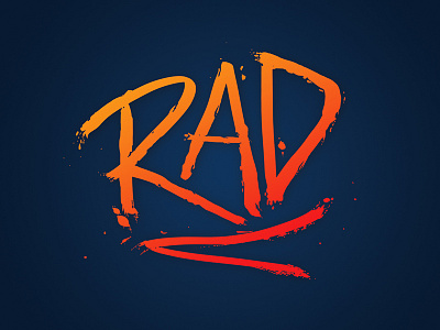 Rad 80s brush eighties gradient lettering rad script