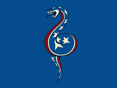 Snake america blue fangs red reptile snake stars strike stripes tattoo white