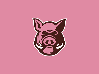 Piggy boar logo mascot pig pink sports logo tusk