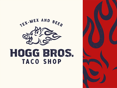 Taco Shop beer boar fire flames hog logo mascot pig piggy swine taco tex mex tusk