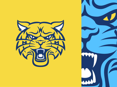 Wildcat blue and gold bobcat cat college high school logo mascot sports logo wildcat
