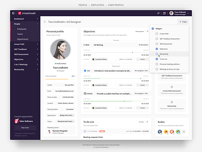 Renaizant • User Profile & Personal Dashboard assessment c322 concept322 dashboard feature feedback oleksiikovalov performance appraisals product design renaizant reports tools user experience user interface user profile valor software volavokiiskelo web application widgets