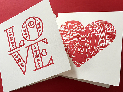 Letterpress Valentines geometry illustration lettering letterpress