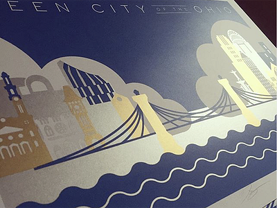 Queen City of the Ohio Metallic Screenprint