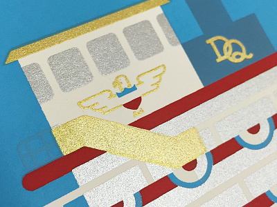 In-Progress detail, Delta Queen art print illustration screenprint