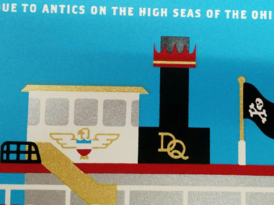 In-Progress detail 2, Delta Queen art print illustration screenprinting