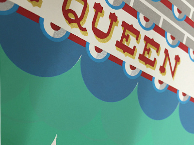 In-Progress detail 3, Delta Queen art print illustration screenprinting