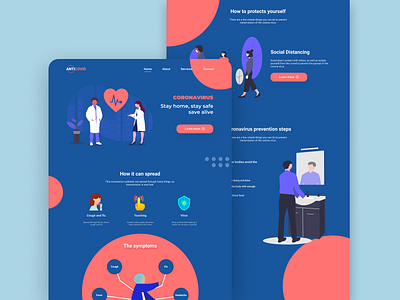 COVID 19 - Landing Page app awareness branding corona coronavirus covid covid19 design health health app healthcare healthy illustration landingpage ui uidesign ux uxdesign web