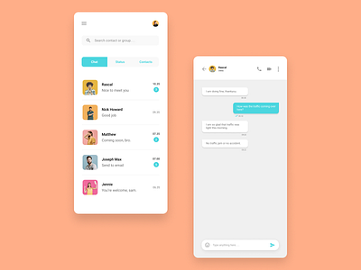 Mobile chat app - UI Design app app design application chat chat app design mobile app mobile app design mobile ui ui ui design uidesign uiux ux uxdesign