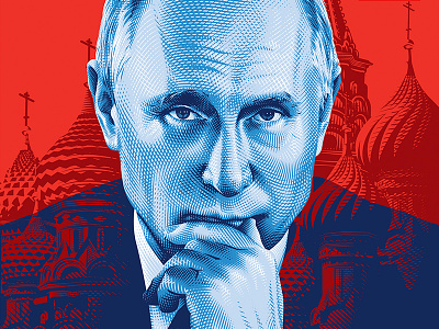 Newsweek - Vladimir Putin engraving illustration lines political portrait putin russia tracie ching