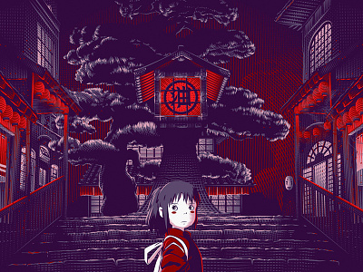 Spirited Away anime design disney illustration miyazaki movie poster print silkscreen spirited away vector