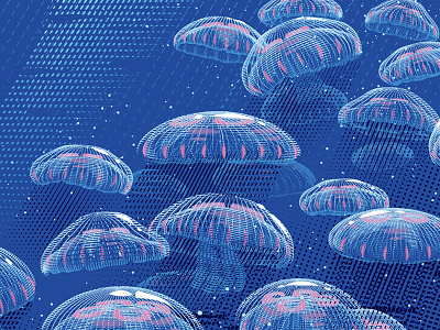 Dribbleshots Miyazakiponyodetail design illustration jellyfish miyazaki movie ocean poster print sea silkscreen vector