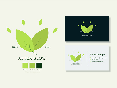 " After Glow " Logo and business card design project branding business card design flat icon illustration indentity logo minimal typography
