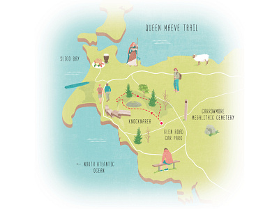 Queen Maeve Trail editorial illustration illustrated map illustration ireland map illustration queen maeve trail wild atlantic way