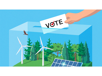 US election - Clean energy clean energy editorial illustration illustration us election