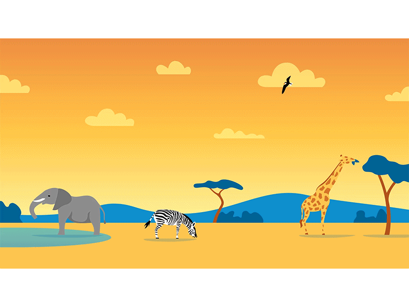 Holiday africa african animals animated animation baloon holiday illustration