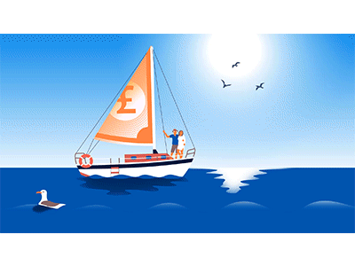 Retirement animated animation boat illustration ocean retirement sea seagulls whale