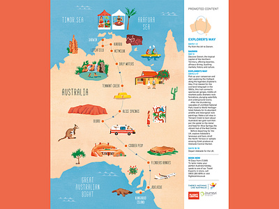 Explorers Way australia editorial illustration explorers way illustration map illustration