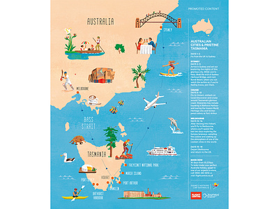 Australian Cities & Pristine Tasmania australia editorial illustration illustration map illustration tasmania