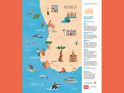 South West Highlights australia editorial illustration illustration map illustration southwest